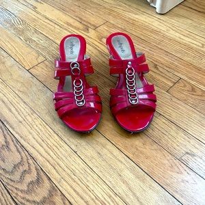 Patent leather sandals/slides by soft spots
